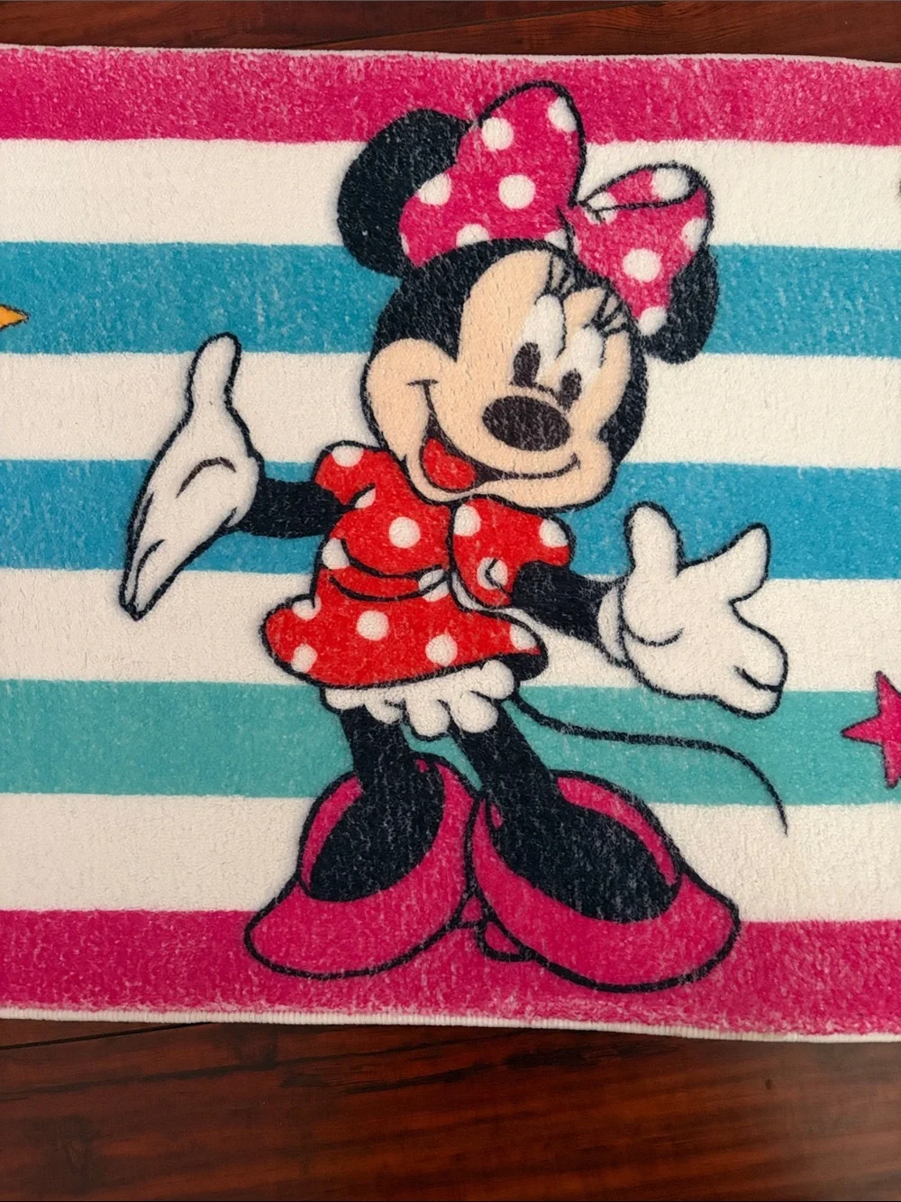 Disney Minnie Mouse Pink & Teal Striped Bath Mat